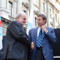Foto Nicoloro G. 13/05/2011 Milano Chiusura della campagna elettorale del Terzo Polo per le elezioni amministrative 2011. nella foto Savino Pezzotta – Benedetto Della Vedova