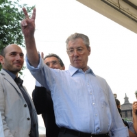 Foto Nicoloro G. 13/05/2011 Milano Chiusura della campagna elettorale della Lega Nord. nella foto Umberto Bossi
