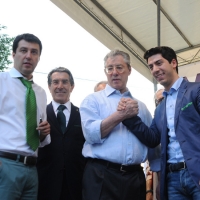 Foto Nicoloro G. 13/05/2011 Milano Chiusura della campagna elettorale della Lega Nord. nella foto Matteo Salvini – Luciano Bresciani – Umberto Bossi – Renzo Bossi