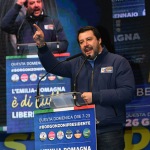 Foto Nicoloro G.   24/01/2020   Ravenna    Chiusura della campagna elettorale per le regionali dell' Emilia-Romagna. nella foto Matteo Salvini.