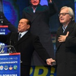 Foto Nicoloro G.   24/01/2020   Ravenna    Chiusura della campagna elettorale per le regionali dell\' Emilia-Romagna. nella foto Silvio Berlusconi e Vittorio Sgarbi.