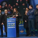 Foto Nicoloro G.   24/01/2020   Ravenna    Chiusura della campagna elettorale per le regionali dell\' Emilia-Romagna. nella foto al centro la candidata per il centro-destra Lucia Borgonzoni.