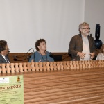 Foto Nicoloro G.   Mandriole (RA)   Cerimonia di commemorazione di Anita Garibaldi nell' anniversario della sua morte avvenuta il 4 agosto 1849 nella fattoria Guiccioli in localita' Mandriole alle porte di Ravenna. nella foto da sinistra il docente universitario Dino Mengozzi, la scrittrice Laura Montanari, l' architetto Paolo Bolzani e la scrittrice Osiride Guerrini.