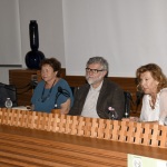 Foto Nicoloro G.   Mandriole (RA)   Cerimonia di commemorazione di Anita Garibaldi nell' anniversario della sua morte avvenuta il 4 agosto 1849 nella fattoria Guiccioli in localita' Mandriole alle porte di Ravenna. nella foto da sinistra il docente universitario Dino Mengozzi, la scrittrice Laura Montanari, l' architetto Paolo Bolzani e la scrittrice Osiride Guerrini.