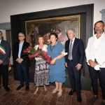 Foto Nicoloro G.   Mandriole (RA)   Cerimonia di commemorazione di Anita Garibaldi nell' anniversario della sua morte avvenuta il 4 agosto 1849 nella fattoria Guiccioli in localita' Mandriole alle porte di Ravenna. nella foto da sinistra Eugenio Fusignani, Castrese de Rosa, Osiride Guerrini, Laura Montanari, Lorenzo Cottignoli e Filippo Raffi.
