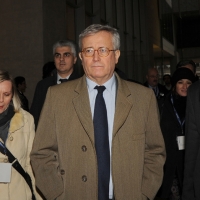 Foto Nicoloro G. 01/02/2011 Milano Commemorazione in Universita' Bocconi della figura dell' ex ministro del Tesoro Tommaso Padoa Schioppa alla presenza del Capo dello Stato. nella foto Giulio Tremonti