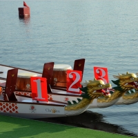 Foto Nicoloro G.  07/09/2014   Ravenna   Giornata conclusiva della nona edizione dell\' IDBF,  Campionati Mondiali per club di Dragon Boat. Partecipano 27 nazioni, 5300 atleti, 129 club che gareggeranno nelle tre categorie Open maschili, femminili e misti. nella foto tre canoe pronte per la gara.