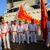 Foto Nicoloro G.  07/09/2014   Ravenna   Giornata conclusiva della nona edizione dell' IDBF,  Campionati Mondiali per club di Dragon Boat. Partecipano 27 nazioni, 5300 atleti, 129 club che gareggeranno nelle tre categorie Open maschili, femminili e misti. nella foto atleti della Cina.