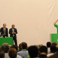 Foto Nicoloro G. 01/07/2012 Assago (Milano) Si e’ concluso al Forum di Assago il Congresso Federale della Lega Nord che ha eletto Roberto Maroni nuovo segretario federale della Lega Nord e ha sancito cosi’ l’ inizio del nuovo corso per il partito. nella foto Umberto Bossi