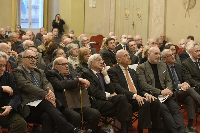 Foto Nicoloro G.   06/02/2023   Ravenna   Convegno sul tema ' Presenza e attualita' di Ugo La Malfa '. nella foto da sinistra Eugenio Fusignani, Angelo Varni, Giorgio La Malfa, Antonio Patuelli e Stefano Bonaccini.