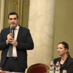 Foto Nicoloro G.   06/02/2023   Ravenna   Convegno sul tema \' Presenza e attualita\' di Ugo La Malfa \'. nella foto il sindaco di Ravenna Michele de Pascale e Claudia La Malfa.