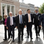 Foto Nicoloro G.   03/07/2024   Ravenna   Convegno sulle autonomie locali dal titolo '' Sviluppi e prospettive delle autonomie locali ''. nella foto da sinistra il prefetto Castrese De Rosa, il ministro Matteo Piantedosi e il sindaco Michele de Pascale.