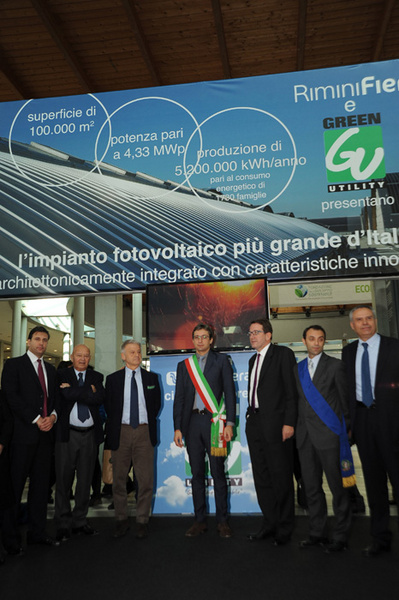Foto Nicoloro G. 07/11/2012 Rimini Sedicesima edizione di Ecomondo, Stati Generali della Green Economy, ovvero Fiera Internazionale del recupero di Materia ed Energia e dello Sviluppo Sostenibile. nella foto Lorenzo Cagnoni – Andrea Gnassi – Gian Carlo Muzzarelli – Corrado Clini
