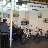 Foto Nicoloro G. 07/11/2012 Rimini Sedicesima edizione di Ecomondo, Stati Generali della Green Economy, ovvero Fiera Internazionale del recupero di Materia ed Energia e dello Sviluppo Sostenibile. nella foto Lo stand RUOTE VERDI