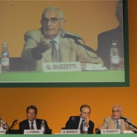 Foto Nicoloro G.  27/08/2010 Rimini, Sesta giornata della trentunesima edizione del Meeting di Rimini dal titolo " Quella natura che ci spinge a desiderare cose grandi e' il cuore ". nella foto Sul grande schermo l'intervento di Giuseppe Guzzetti
