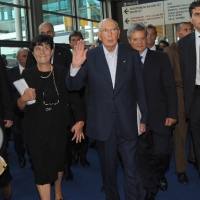 Foto Nicoloro G. 21/08/2011 Rimini Edizione 2011 del Meeting di Rimini che ha per titolo " E l' esistenza diventa una immensa certezza ".  nella foto Emilia Guarnieri – Giorgio Napolitano