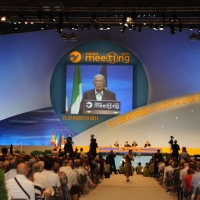 Foto Nicoloro G. 21/08/2011 Rimini Edizione 2011 del Meeting di Rimini che ha per titolo " E l' esistenza diventa una immensa certezza ".  nella foto L'intervento di Giorgio Napolitano