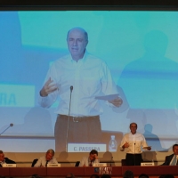Foto Nicoloro G. 22/08/2011 Rimini Seconda giornata dell'Edizione 2011 del Meeting di Rimini che ha per titolo " E l' esistenza diventa una immensa certezza ". nella foto L'intervento di Corrado Passera
