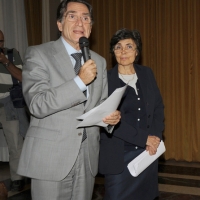 Foto Nicoloro G. 07/10/2011 Bologna Undicesima edizione della manifestazione ” Ad alta voce. Voci che leggono citta’ che ascoltano ” che quest’ anno si unisce alle celebrazioni per i 150 anni dell’ Unita’ d’Italia e quindi raccontera’ il nostro Paese con i suoi sentimenti e ricordi e speranze per il futuro. Dopo Venezia la manifestazione approda a Bologna e apre per un prologo le porte del palazzo Caprara Montpensier, sede della Prefettura. nella foto Angelo Tranfaglia – Flavia Franzoni Prodi