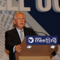 Foto Nicoloro G. 19/08/2012 Rimini Trentatreesima edizione del Meeting di Rimini, organizzato da Comunione e Liberazione, dal titolo ” La natura dell’ uomo e’ rapporto con l’ infinito “. nella foto Mario Monti