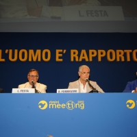 Foto Nicoloro G. 22/08/2012 Rimini Quarta giornata della trentatreesima edizione del Meeting di Rimini, organizzato da Comunione e Liberazione, dal titolo ” La natura dell’ uomo e’ rapporto con l’ infinito “. Tra i tanti dibattiti anche quello su ” Lombardia: discussione su presente e futuro ” al quale ha partecipato il governatore della Regione. nella foto Pierluigi Magnaschi – Lodovico Festa – Roberto Formigoni – Oscar Giannino