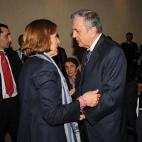 Foto Nicoloro G. 16/03/2012 Bologna Si e' svolta nella sede centrale di Bologna de " Il Resto del Carlino " la sesta edizione del " Premio Marco Biagi ", il giuslavorista ucciso dalle Nuove Brigate Rosse il 19 marzo 2002. nella foto Elsa Fornero – Maurizio Sacconi