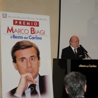 Foto Nicoloro G. 16/03/2012 Bologna Si e' svolta nella sede centrale di Bologna de " Il Resto del Carlino " la sesta edizione del " Premio Marco Biagi ", il giuslavorista ucciso dalle Nuove Brigate Rosse il 19 marzo 2002. nella foto Giovanni Morandi
