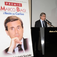 Foto Nicoloro G. 16/03/2012 Bologna Si e' svolta nella sede centrale di Bologna de " Il Resto del Carlino " la sesta edizione del " Premio Marco Biagi ", il giuslavorista ucciso dalle Nuove Brigate Rosse il 19 marzo 2002. nella foto Vasco Errani