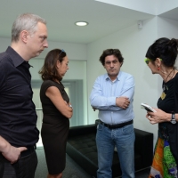 Foto Nicoloro G. 26/06/2013 Milano Ottava giornata della quattordicesima edizione de " La Milanesiana " che ha per tema " Il segreto ". nella foto Antonio Scurati – Chiara Beria di Argentine – Armando Besio – Elisabetta Sgarbi