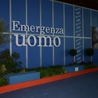 Foto Nicoloro G. 23/08/2013 Rimini, Sesta giornata della trentaquattresima edizione del "Meeting di Rimini" che quest'anno ha per tema "Emergenza uomo". nella foto Slogan del Meeting