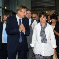 Foto Nicoloro G. 23/08/2013 Rimini, Sesta giornata della trentaquattresima edizione del "Meeting di Rimini" che quest'anno ha per tema "Emergenza uomo". nella foto Bernhard Scholz – Maria Chiara Carrozza