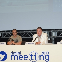 Foto Nicoloro G. 19/08/2013 Rimini Seconda giornata della trentaquattresima edizione del " Meeting di Rimini " che quest' anno ha per tema " Emergenza uomo ". nella foto Fabio Guadagnini – Marco Melandri – Nestore Morosini – Vitantonio Liuzzi 