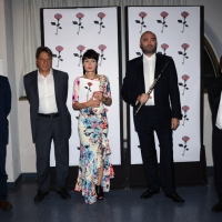 Foto Nicoloro G.  26/06/2014  Milano   Quarta giornata della quindicesima edizione de \" La Milanesiana \" che quest\' anno ha per tema la \" Fortuna \". nella foto da sinistra Mario Andreose, direttore letterario di Rcs Libri, Claudio Magris, Elisabetta Sgarbi, il flautista Massimo Mercelli e il pianista Ramin Bahrami.