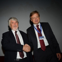 Foto Nicoloro G.   28/08/2014  Rimini     Quinta  giornata della XXXV edizione del Meeting per l' amicizia fra i popoli. nella foto il ministro Giuliano Poletti, a sinistra, e Bernhard Scholz, presidente della Compagnia delle Opere.