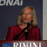 Foto Nicoloro G.   25/08/2014  Rimini     Seconda giornata della XXXV edizione del Meeting per l' amicizia fra i popoli. nella foto il ministro dell' Istruzione Stefania Giannini che è intervenuta sul tema " Educazione: dalla periferia al centro ".