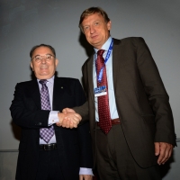 Foto Nicoloro G.   29/08/2014  Rimini      Sesta giornata della XXXV edizione del Meeting per l' amicizia fra i popoli. nella foto il presidente di Confindustria Giorgio Squinzi, a sinistra, e Bernhard Scholz, presidente della Compagnia delle Opere.