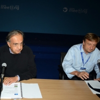 Foto Nicoloro G.   30/08/2014  Rimini   Settima ed ultima giornata della XXXV edizione del Meeting per l' amicizia fra i popoli. nella foto Sergio Marchionne e Bernhard Scholz, presidente della Compagnia delle Opere.