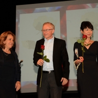 Foto Nicoloro G.  22/06/2015  Milano   Si è aperta ufficialmente la sedicesima edizione de " La Milanesiana ". nella foto da sinistra la regista teatrale Andree Ruth Shammah, lo scrittore David Grossman e Elisabetta Sgarbi.
