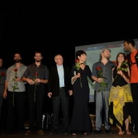 Foto Nicoloro G.  22/06/2015  Milano   Si è aperta ufficialmente la sedicesima edizione de " La Milanesiana ". nella foto al centro David Grossman ed Elisabetta Sgarbi tra i componenti del gruppo musicale " Gipsy Klezmer Orchestra " di Barcellona.
