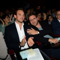 Foto Nicoloro G.  24/06/2015  Milano    Terza serata della sedicesima edizione de \" La Milanesiana \" che ha per titolo \" Manie e ossessioni \". nella foto gli scrittori, premiati questa sera, lo svizzero Joel Dicker, a sinistra e Paolo Giordano.