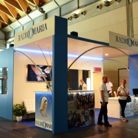 Foto Nicoloro G.  220/08/2015  Rimini,  Al via l'edizione 2015 del Meeting di CL dal titolo 'Di che è mancanza questa mancanza, cuore, che a un tratto ne sei pieno?'. nella foto lo stand di Radio Maria.