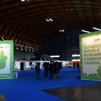 Foto Nicoloro G.  20/08/2015  Rimini,  Al via l'edizione 2015 del Meeting di CL dal titolo 'Di che è mancanza questa mancanza, cuore, che a un tratto ne sei pieno?'. nella foto lo stand di Enel dedicato ai ragazzi.