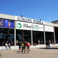 Foto Nicoloro G.  20/08/2015  Rimini,  Al via l\'edizione 2015 del Meeting di CL dal titolo \'Di che è mancanza questa mancanza, cuore, che a un tratto ne sei pieno?\'. nella foto l\' ingresso alla Fiera sede dell\' evento.