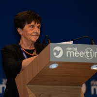 Foto Nicoloro G.  20/08/2015  Rimini,  Al via l\'edizione 2015 del Meeting di CL dal titolo \'Di che è mancanza questa mancanza, cuore, che a un tratto ne sei pieno?\'. nella foto Emilia Guarnieri, presidente della Fondazione Meeting.