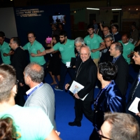 Foto Nicoloro G.   21/08/2015    Rimini  Seconda giornata dell' edizione 2015 del Meeting di C.L. dal titolo ' Di che è mancanza questa mancanza, cuore, che a un tratto ne sei pieno ? '. nella foto il segretario generale CEI Nunzio Galantino al suo arrivo al Meeting.