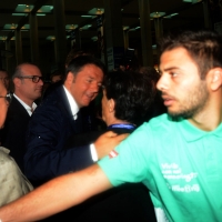 Foto Nicoloro G.   25/08/2015    Rimini    Sesta giornata dell' edizione 2015 del Meeting di C.L. dal titolo ' Di che è mancanza questa mancanza, cuore, che a un tratto ne sei pieno ? '. nella foto il premier Matteo Renzi al suo arrivo al Meeting accolto dalla presidente della Fondazione Meeting Emilia Guarnieri.