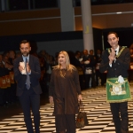 Foto Nicoloro G.   05/04/2019   Rimini   Edizione 2019 della Grande Loggia del GOI ( Grande Oriente d' Italia ) dal titolo ' Tra Cielo e Terra '. nella foto gli onorevoli Antonio Catalfamo e Eleonora Lo Curto fanno il loro ingresso al Tempio. Sono gli unici due deputati che si sono opposti alla ' Legge Fava ' che obbliga i deputati della Regione a dichiarare se sono iscritti a logge massoniche.