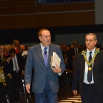 Foto Nicoloro G.   05/04/2019   Rimini   Edizione 2019 della Grande Loggia del GOI ( Grande Oriente d' Italia ) dal titolo ' Tra Cielo e Terra '. nella foto Michele Mirabella fa il suo ingresso al Tempio.