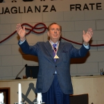 Foto Nicoloro G.   05/04/2019   Rimini   Edizione 2019 della Grande Loggia del GOI ( Grande Oriente d' Italia ) dal titolo ' Tra Cielo e Terra '. nella foto Michele Mirabella durante il suo intervento.