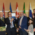 Foto Nicoloro G.   06/04/2019   Rimini     Seconda giornata dell' edizione 2019 della Grande Loggia del GOI ( Grande Oriente d' Italia ) dal titolo ' Tra Cielo e Terra '. nella foto il giornalista Toni Capuozzo viene insignito di una onorificenza.